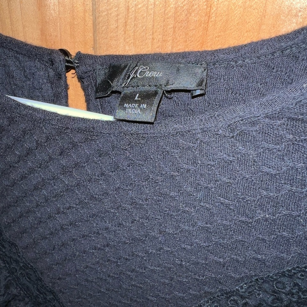 Large J Crew Black Ruffle Top - Picture 2 of 3